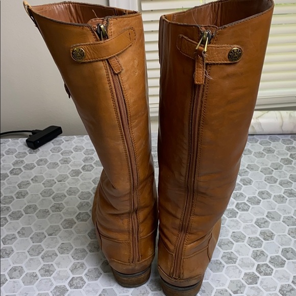 Sam Edelman Tan Leather Boots ZIP Up Size 9 - Picture 4 of 9
